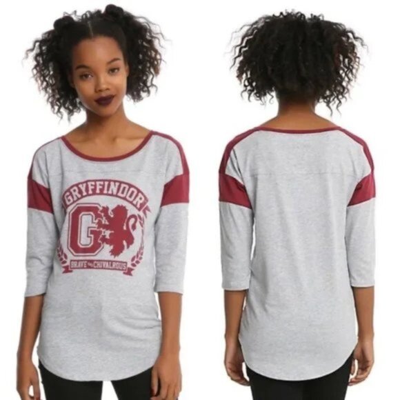 Harry Potter | Gryffindor Maroon & Gray 3/4 Sleeve Athletic Raglan | Size Small - Picture 1 of 8